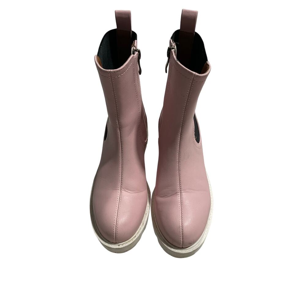 Beast Fashion Boots Lug Sole Slip On Mid-Calf Womens 6 Pink White Black Chunky - Picture 2 of 10